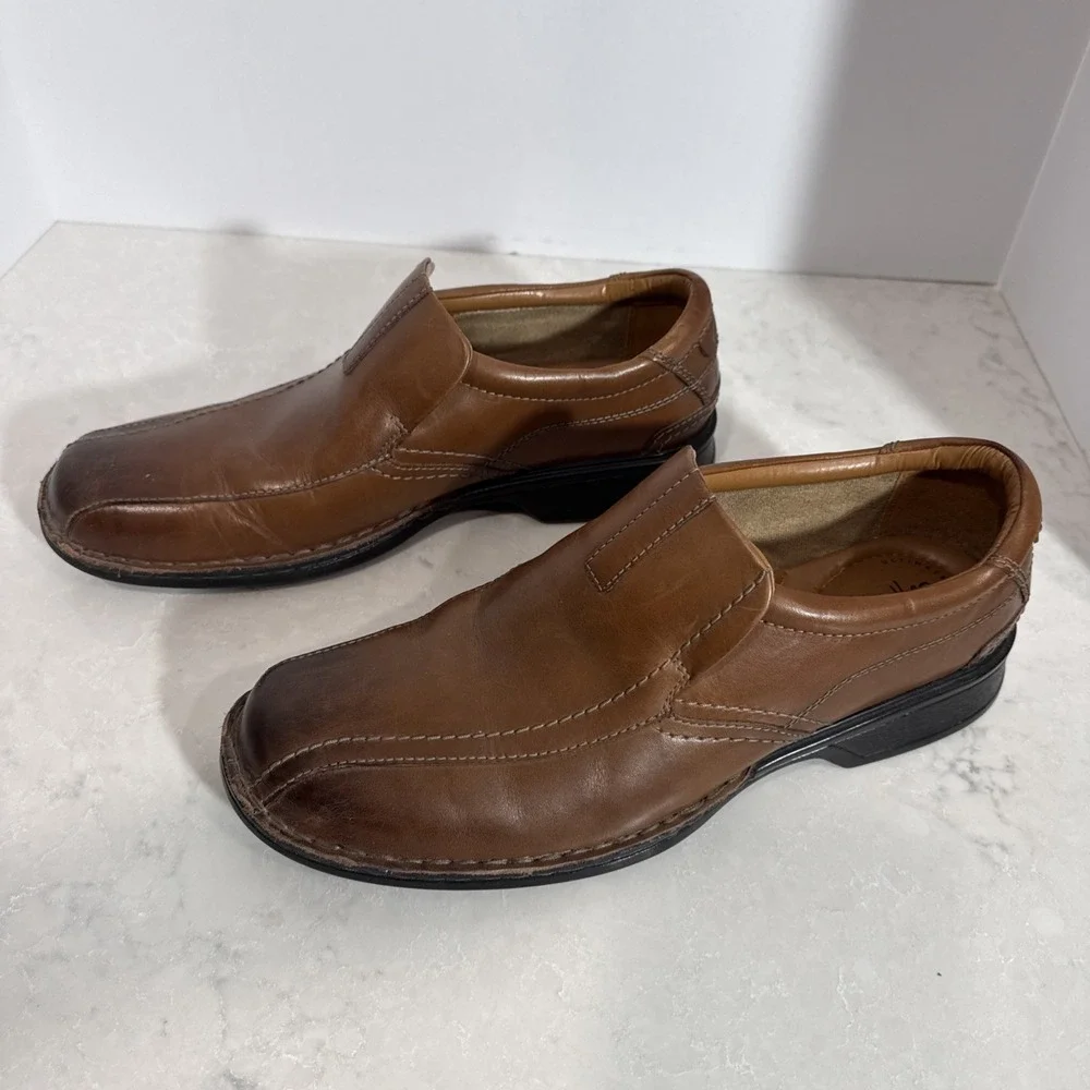 Clark's Ultimate Comfort Brown Leather Loafers Made In India Men's Shoes Size 11